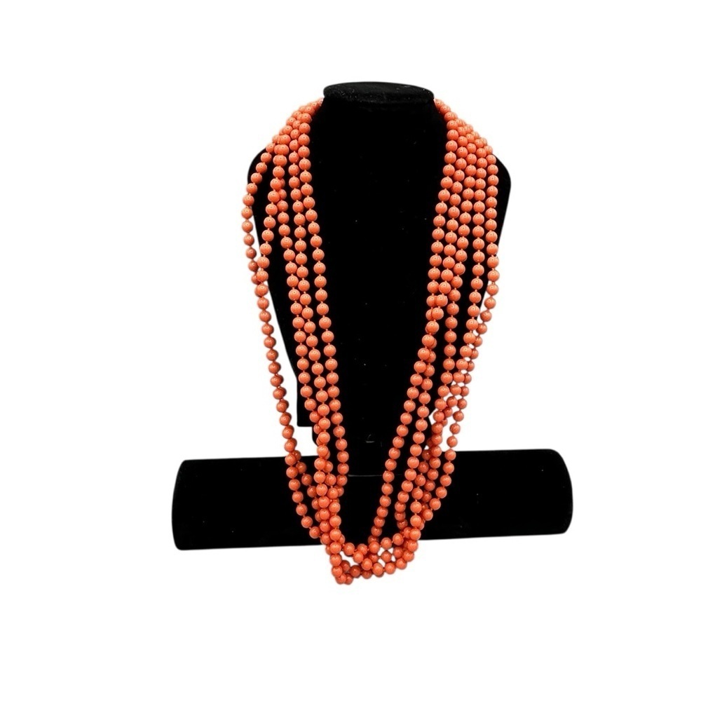 Vintage Orange Multi Strand Bead Necklace Statement Jewelry Magnetic Tested - Picture 6 of 11